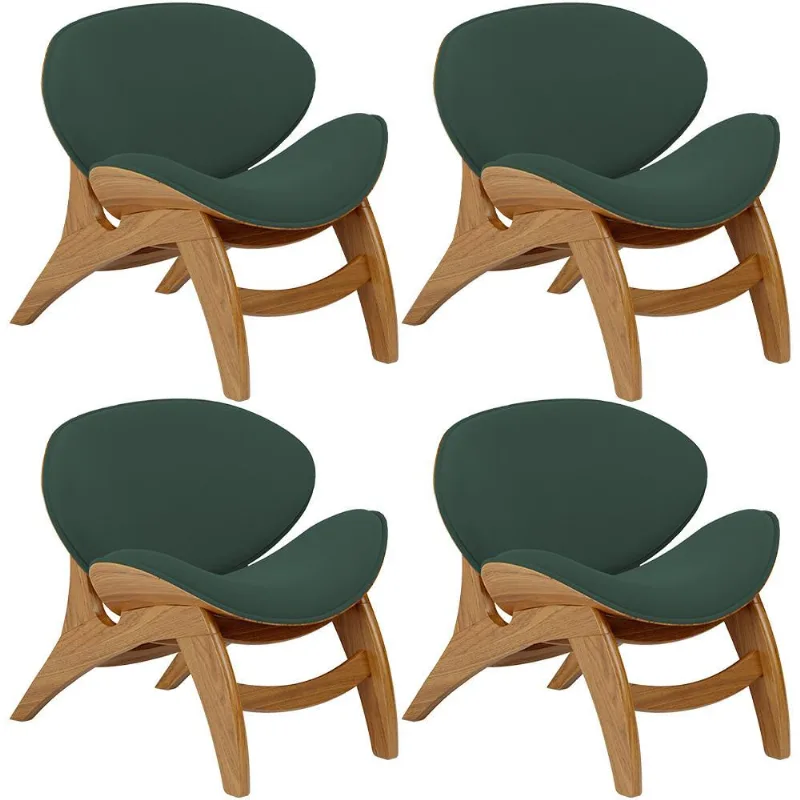 Kit 4 Poltronas Decorativa Orgânica Sala Living Kadosh L02 Suede Verde Musgo - Lyam Decor - Lyam Decor