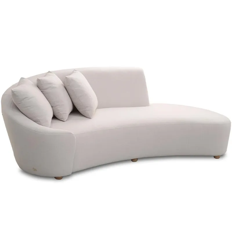 Sofá 3 Lugares Com Puff Orgânico Sala Living 230cm Adam T03 Veludo Bege - Lyam Decor - Lyam Decor