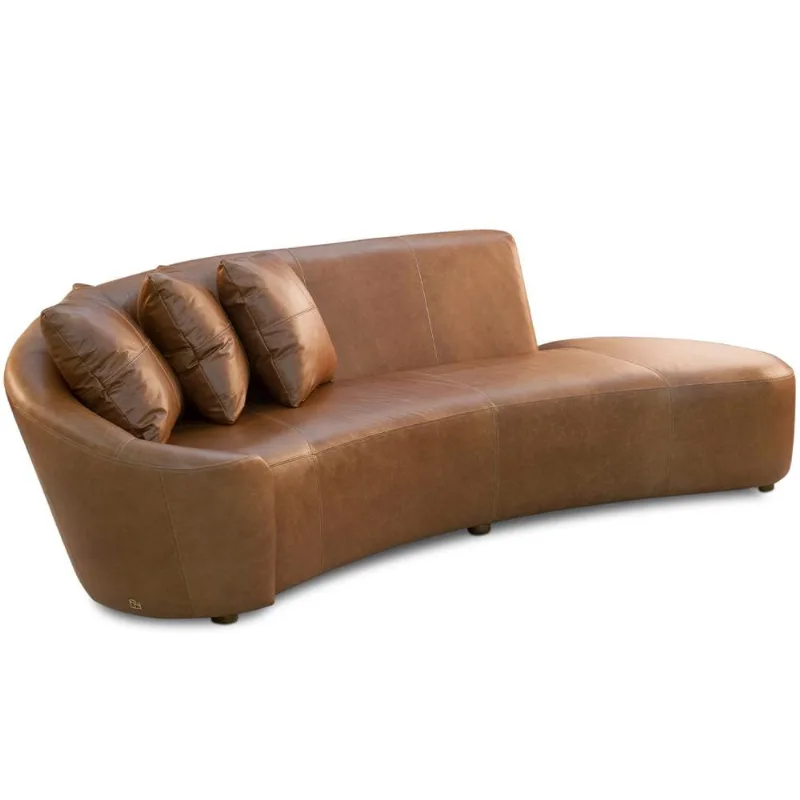 Sofá 4 Lugares Com Puff Orgânico Sala Living 270cm Adam T03 Couro Cristal Marrom - Lyam Decor