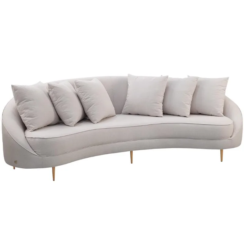 Sofá 3 Lugares Para Sala de Estar Living Orgânico 210cm Moah T03 Linho Bege - Lyam Decor - Lyam Decor