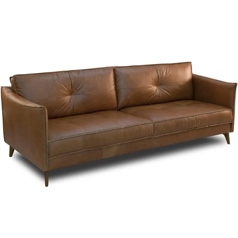 Sofá 3 Lugares Para Sala de Estar Living 224cm Oásis T03 Couro Soft Mel - Lyam Decor - Lyam Decor