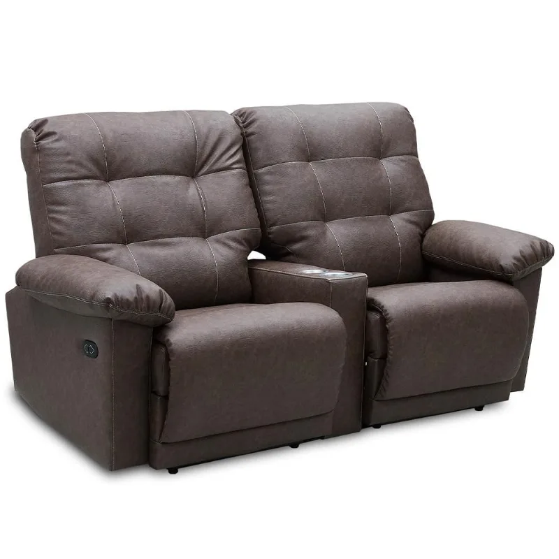 Poltrona Retrátil Reclinável Manual Cinema 2 Lugares Holly T03 Couro Cristal Tabaco - Lyam Decor