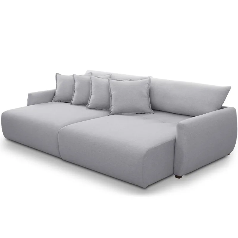 Sofá Cama Retrátil 3 Lugares Para Sala de Estar 250cm Sky T03 Linho Cinza - Lyam Decor - Lyam Decor