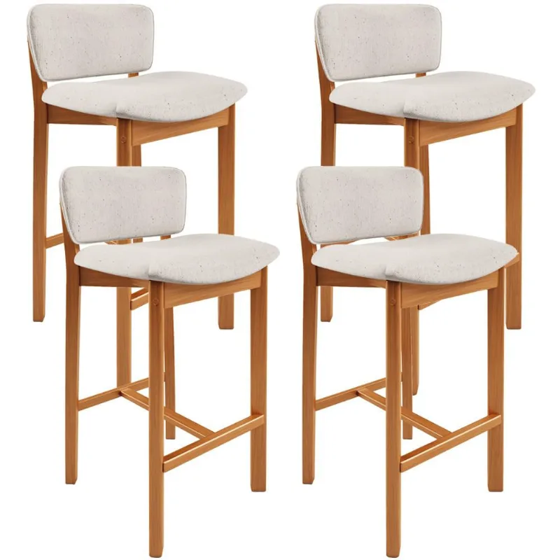 Kit 04 Banquetas Alta Para Cozinha Sala de Jantar Bar Dara L02 Linho Cru - Lyam Decor