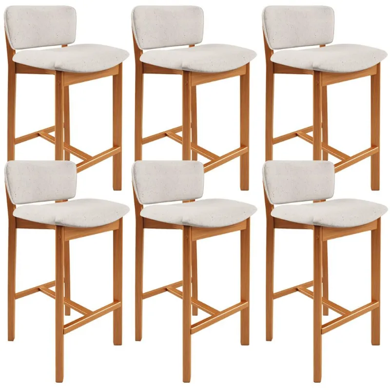 Kit 06 Banquetas Alta Para Cozinha Sala de Jantar Bar Dara L02 Linho Cru - Lyam Decor