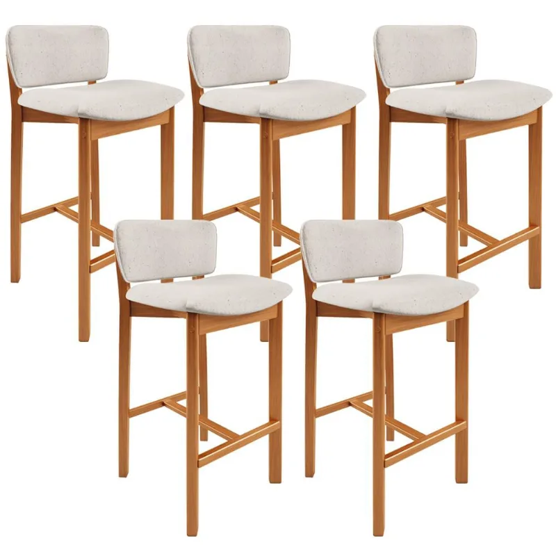 Kit 05 Banquetas Alta Para Cozinha Sala de Jantar Bar Dara L02 Linho Cru - Lyam Decor - Lyam Decor