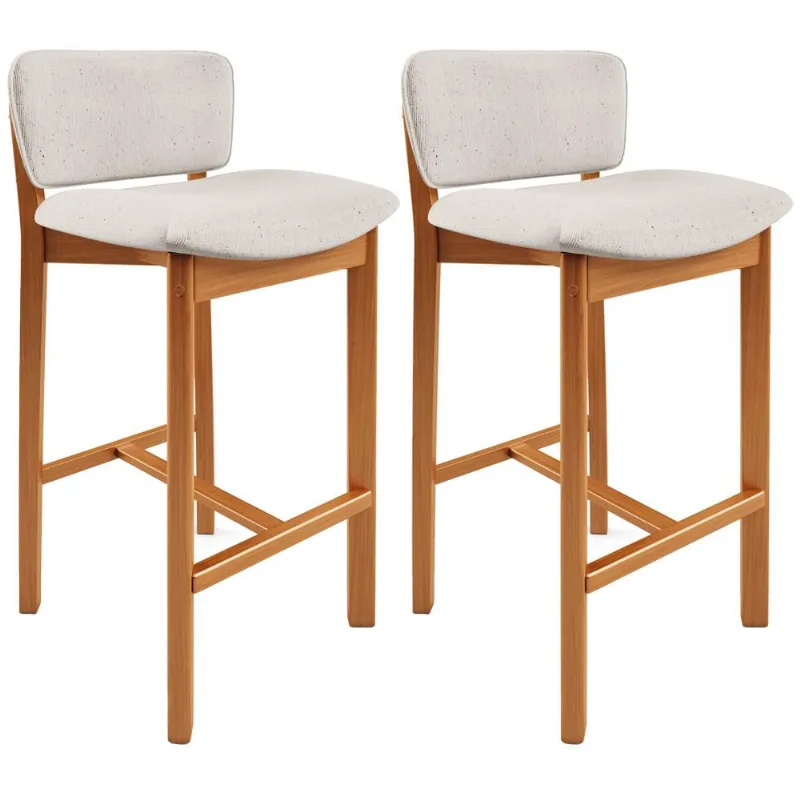 Kit 02 Banquetas Alta Para Cozinha Sala de Jantar Bar Dara L02 Linho Cru - Lyam Decor - Lyam Decor