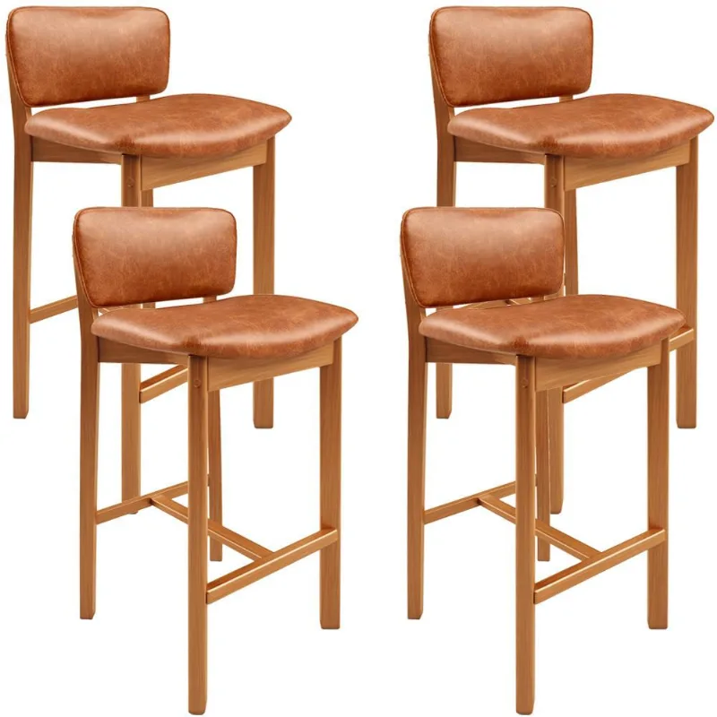 Kit 04 Banquetas Alta Para Cozinha Sala de Jantar Bar Dara L02 Couríssimo Camel - Lyam Decor - Lyam Decor
