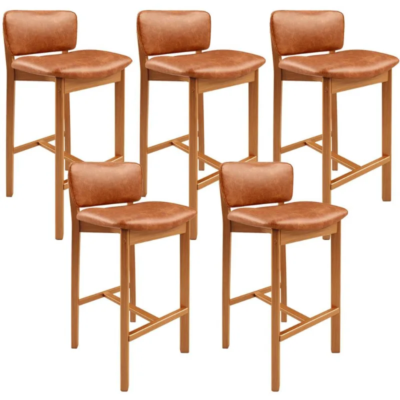 Kit 05 Banquetas Alta Para Cozinha Sala de Jantar Bar Dara L02 Couríssimo Camel - Lyam Decor - Lyam Decor