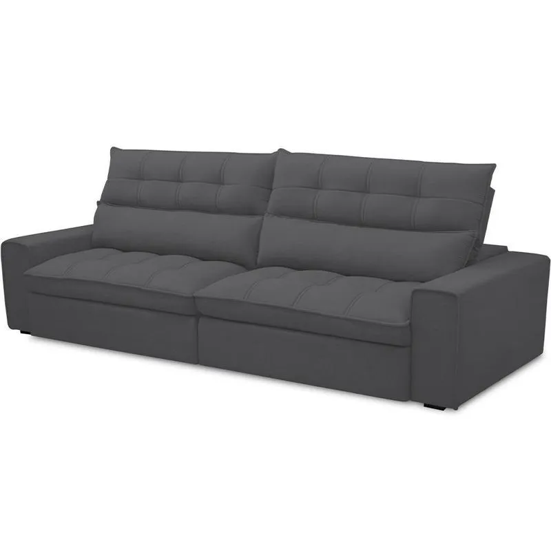 Sofá Retrátil Reclinável Para Sala De Estar Living 250cm Dimas F04 Bouclê Grafite