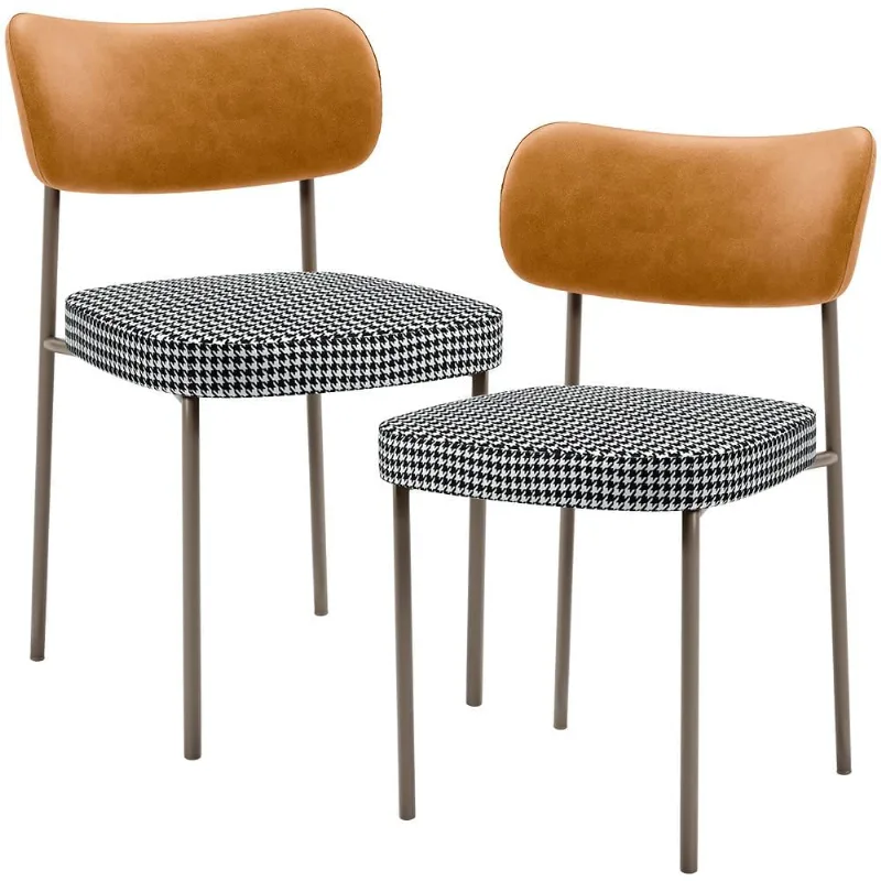 Kit 02 Cadeiras Decorativa Sala De Jantar Melina Base Arena L02 Couríssimo Whisky Pied Poule - Lyam Decor - Lyam Decor