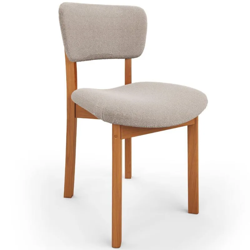 Cadeira Para Sala de Jantar Cozinha Living Estofada Dara L02 Bouclê Creme - Lyam Decor - Lyam Decor
