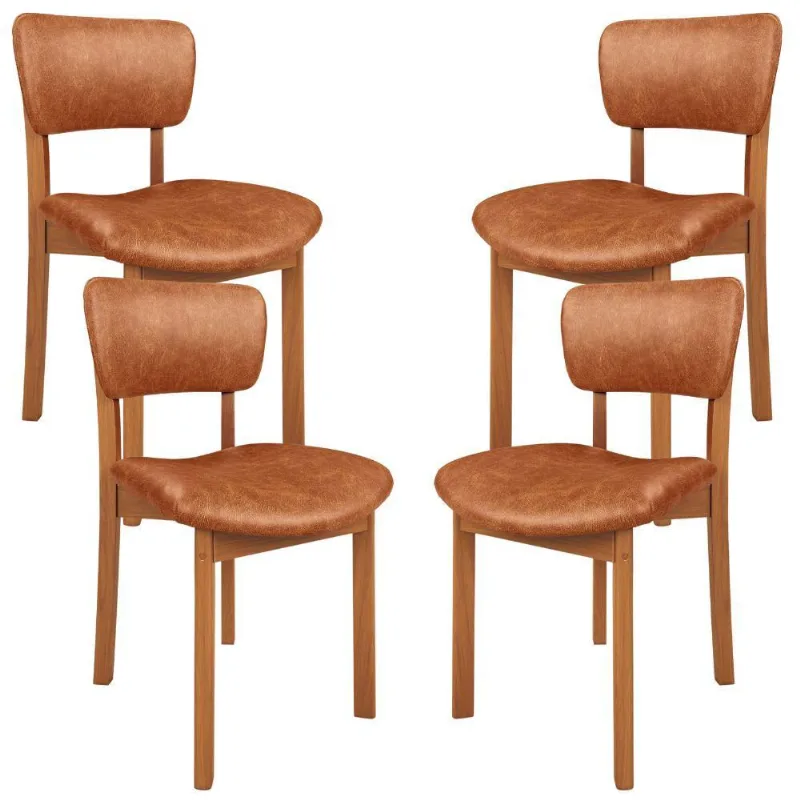Kit 04 Cadeiras Para Sala de Jantar Cozinha Living Estofada Dara L02 Couríssimo Camel - Lyam Decor - Lyam Decor