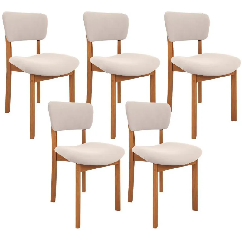 Kit 05 Cadeiras Para Sala de Jantar Cozinha Living Estofada Dara L02 Suede Bege - Lyam Decor - Lyam Decor