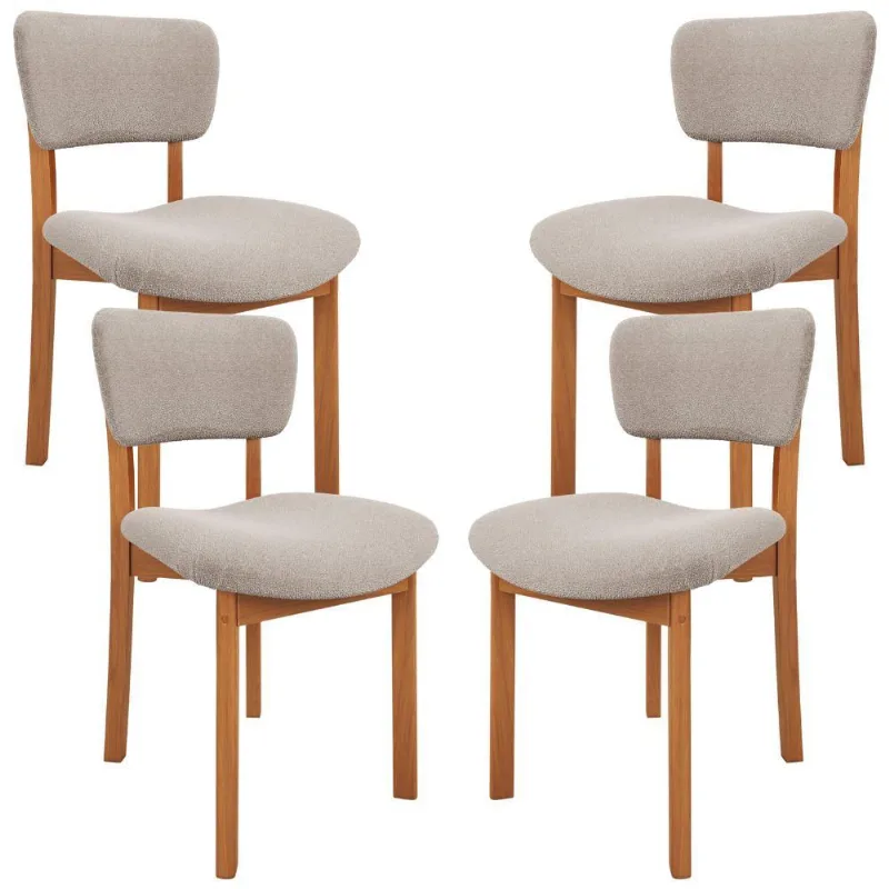 Kit 04 Cadeiras Para Sala de Jantar Cozinha Living Estofada Dara L02 Bouclê Creme - Lyam Decor - Lyam Decor