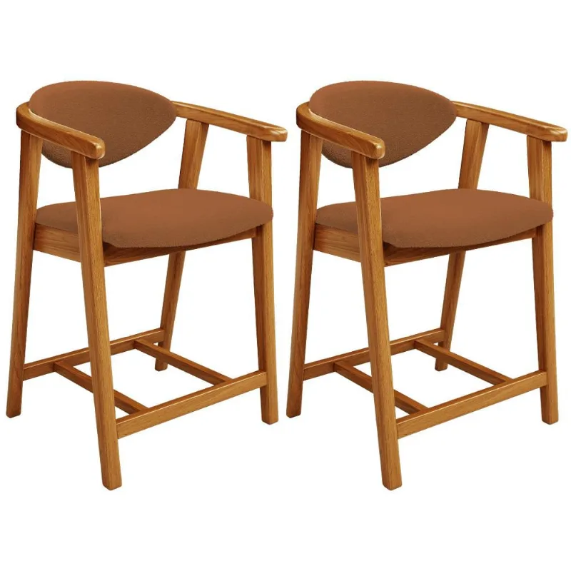 Kit 02 Banquetas Baixa Para Cozinha Sala Jantar Bancada Cecília L02 Bouclê Terracota - Lyam Decor - Lyam Decor