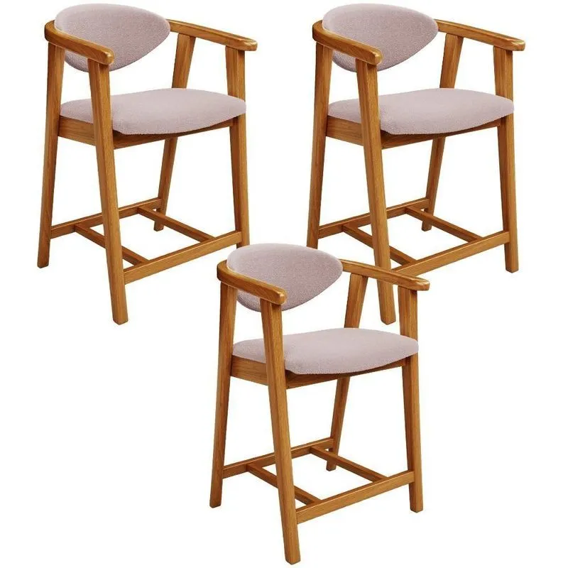Kit 03 Banquetas Baixa Para Cozinha Sala Jantar Bancada Cecília L02 Bouclê Rosê - Lyam Decor