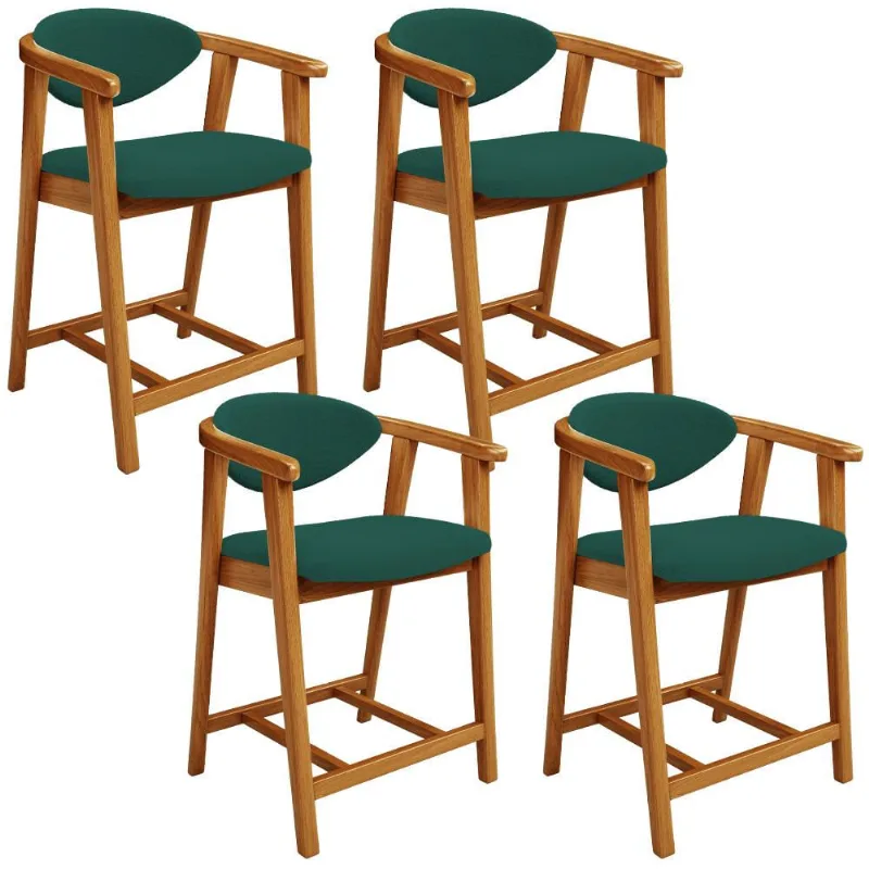 Kit 04 Banquetas Baixa Para Cozinha Sala Jantar Bancada Cecília L02 Bouclê Verde - Lyam Decor