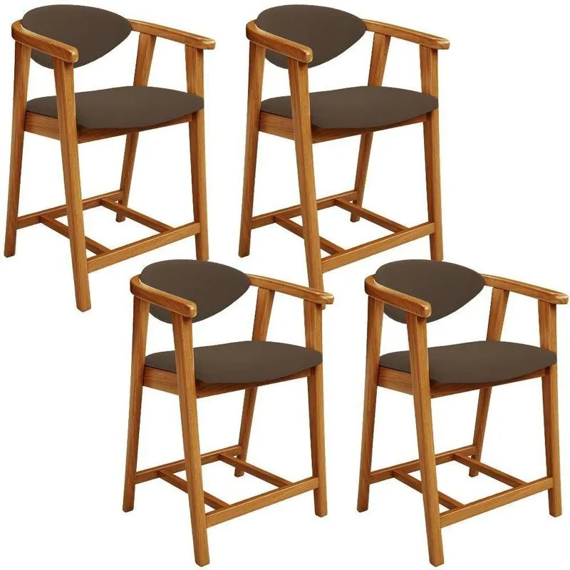 Kit 04 Banquetas Baixa Para Cozinha Sala Jantar Bancada Cecília L02 Suede Marrom - Lyam Decor
