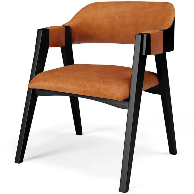 Cadeira Para Sala de Jantar Estar Living Estofada Suran L02 Preto Couríssimo Canela - Lyam Decor - Lyam Decor