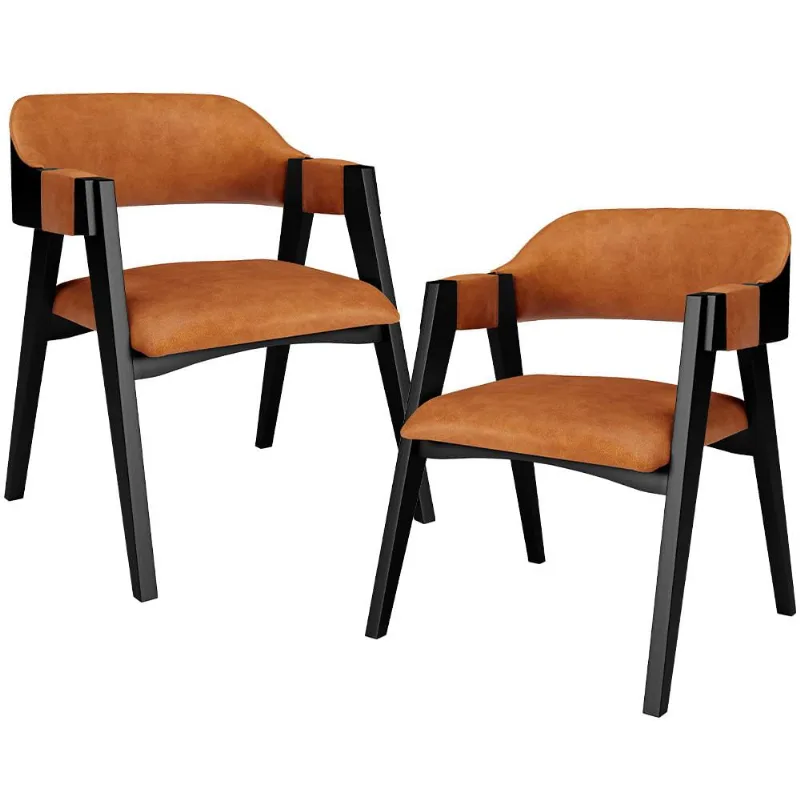 Kit 2 Cadeiras Sala de Jantar Estar Living Estofada Suran L02 Preto Couríssimo Canela - Lyam Decor - Lyam Decor