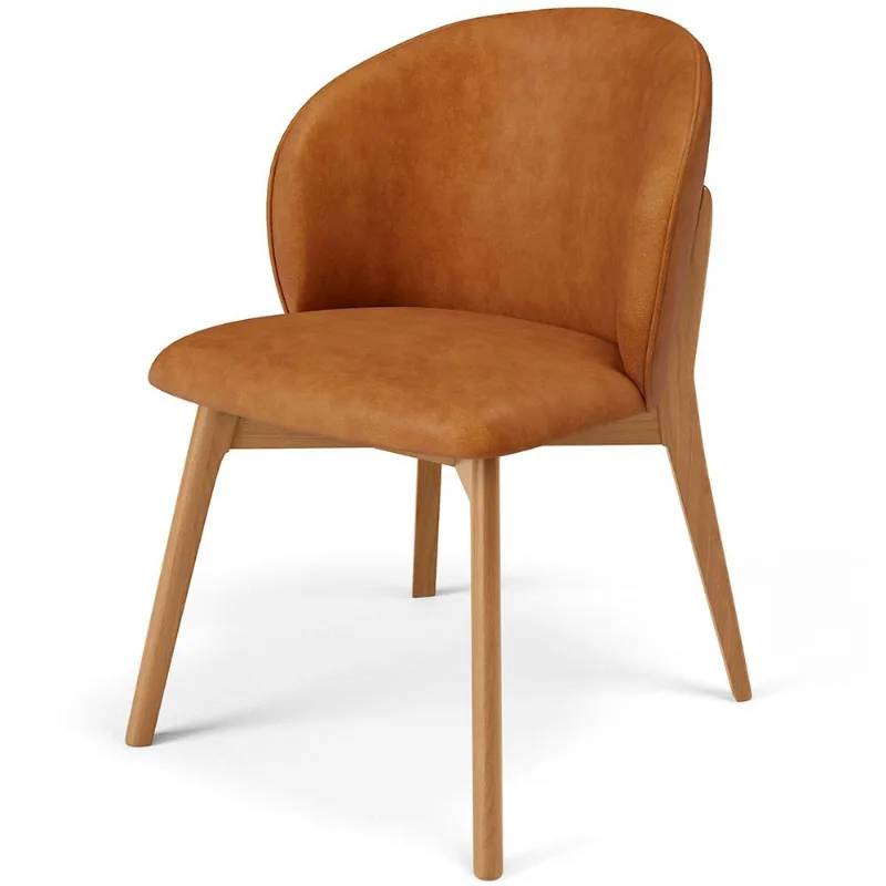 Cadeira de Jantar e Estar Living Estofada Mia L02 Couríssimo Canela - Lyam Decor - Lyam Decor