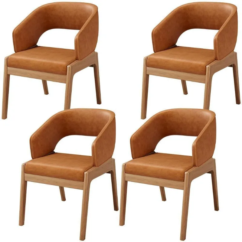 Kit 04 Cadeiras De Jantar E Estar Living Estofada Lince L02 Couríssimo Canela - Lyam Decor - Lyam Decor
