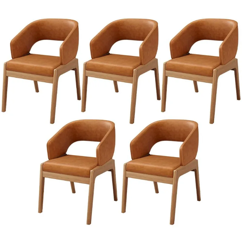 Kit 05 Cadeiras de Jantar e Estar Living Estofada Lince L02 Couríssimo Canela - Lyam Decor - Lyam Decor