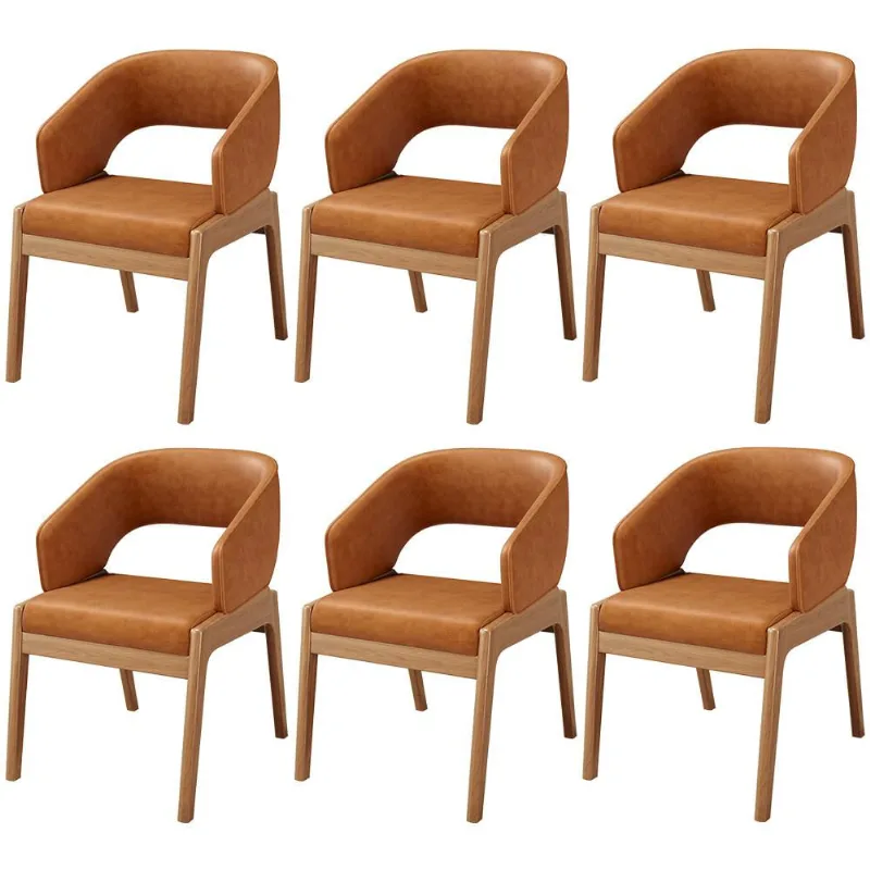 Kit 06 Cadeiras de Jantar e Estar Living Estofada Lince L02 Couríssimo Canela - Lyam Decor - Lyam Decor