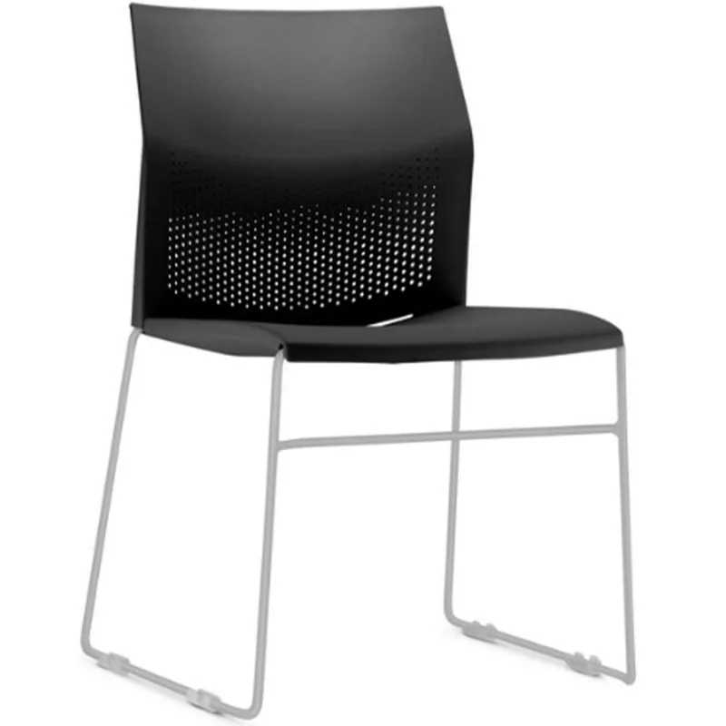 Cadeira Empilhável Fixa Link F02 Base Aço Cinza Preto - Lyam Decor - Lyam Decor