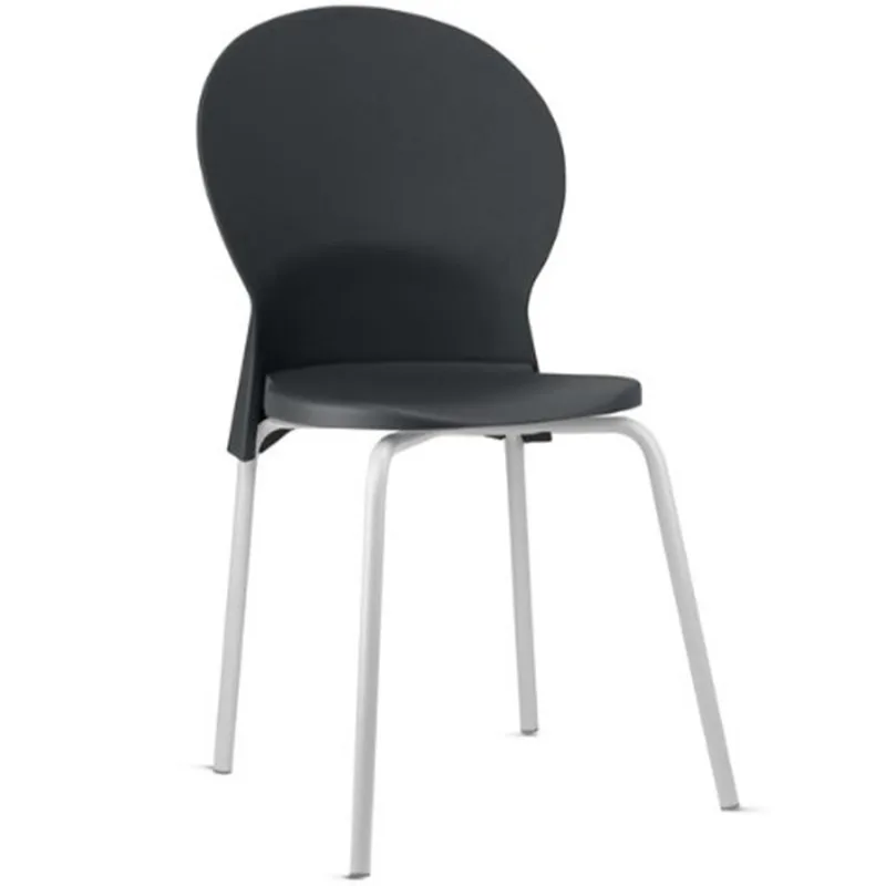 Cadeira Para Sala De Jantar Cozinha Mond F02 Base Aço Branco Preto - Lyam Decor - Lyam Decor