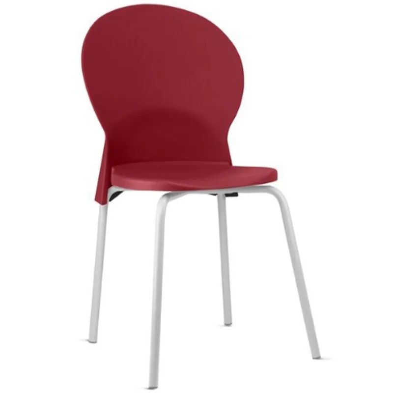 Cadeira Para Sala De Jantar Cozinha Mond F02 Base Aço Branco Vermelho - Lyam Decor - Lyam Decor