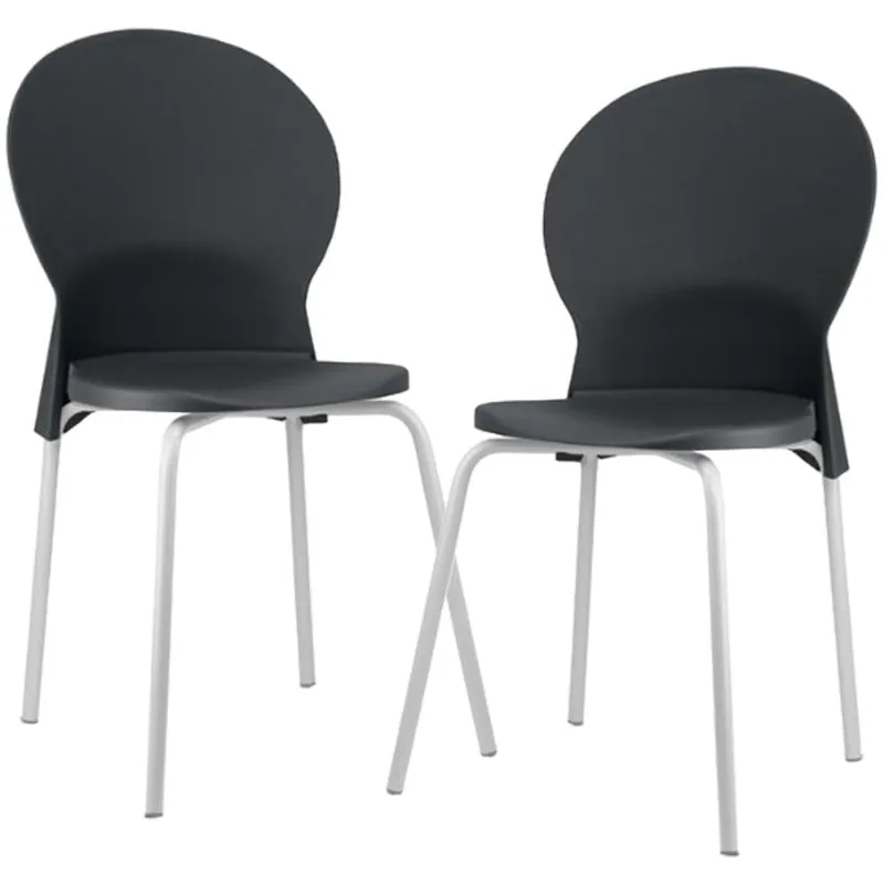 Kit 02 Cadeiras Para Sala De Jantar Cozinha Mond F02 Base Aço Branco Preto - Lyam Decor - Lyam Decor