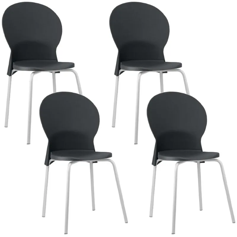 Kit 04 Cadeiras Para Sala De Jantar Cozinha Mond F02 Base Aço Branco Preto - Lyam Decor - Lyam Decor