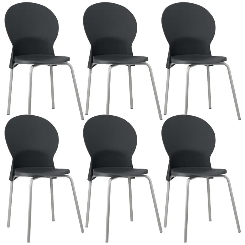 Kit 06 Cadeiras Para Sala De Jantar Cozinha Mond F02 Base Aço Cinza Preto - Lyam Decor - Lyam Decor