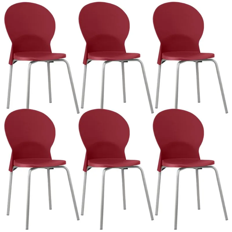 Kit 06 Cadeiras Para Sala De Jantar Cozinha Mond F02 Base Aço Cinza Vermelho - Lyam Decor - Lyam Decor