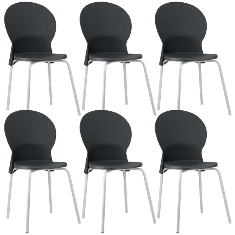 Kit 06 Cadeiras Para Sala De Jantar Cozinha Mond F02 Base Aço Branco Preto - Lyam Decor - Lyam Decor