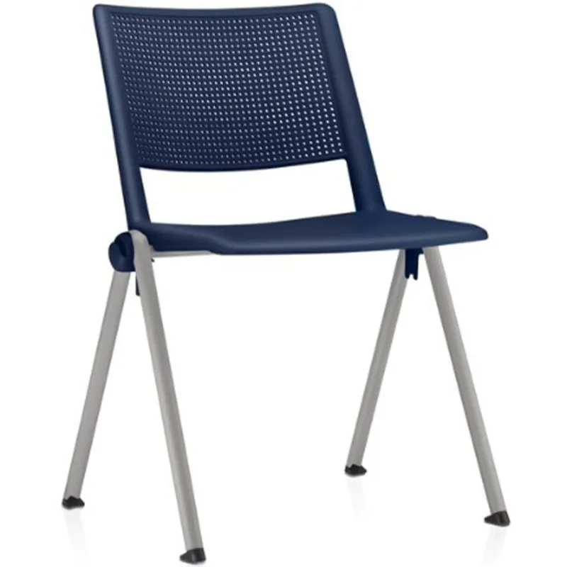 Cadeira Empilhável Fixa Lift F02 Base Aço Cinza Azul - Lyam Decor - Lyam Decor