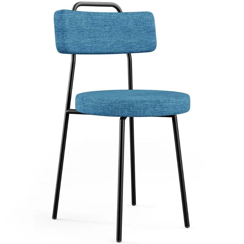 Cadeira Decorativa Estofada Para Sala De Jantar Barcelona L02 Linho Azul - Lyam Decor - Lyam Decor