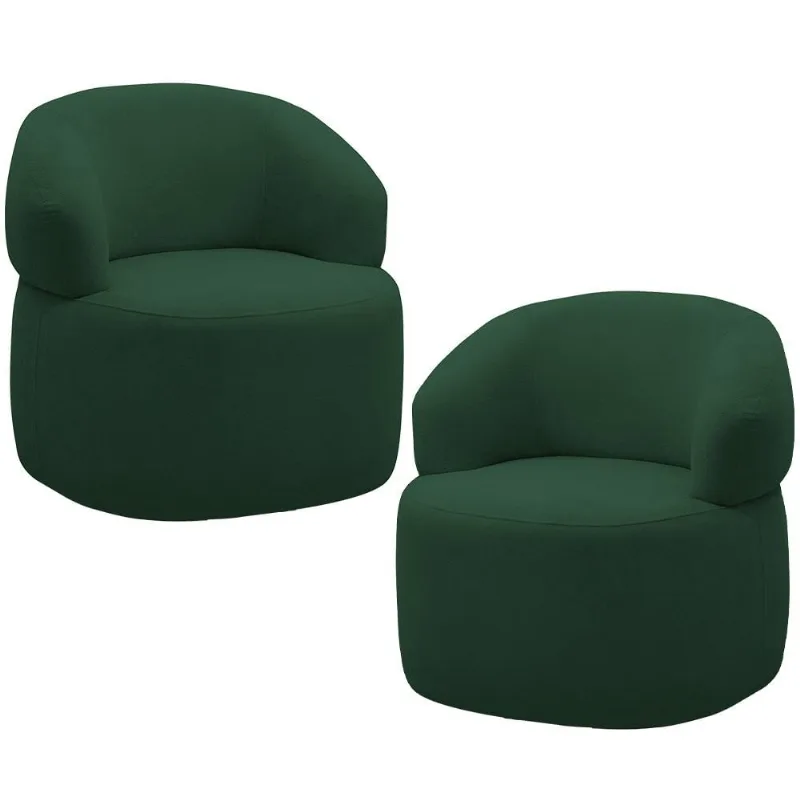 Kit 2 Poltronas Giratórias Sala de Estar Living Orgânico Carmen F04 Veludo Verde - Lyam Decor