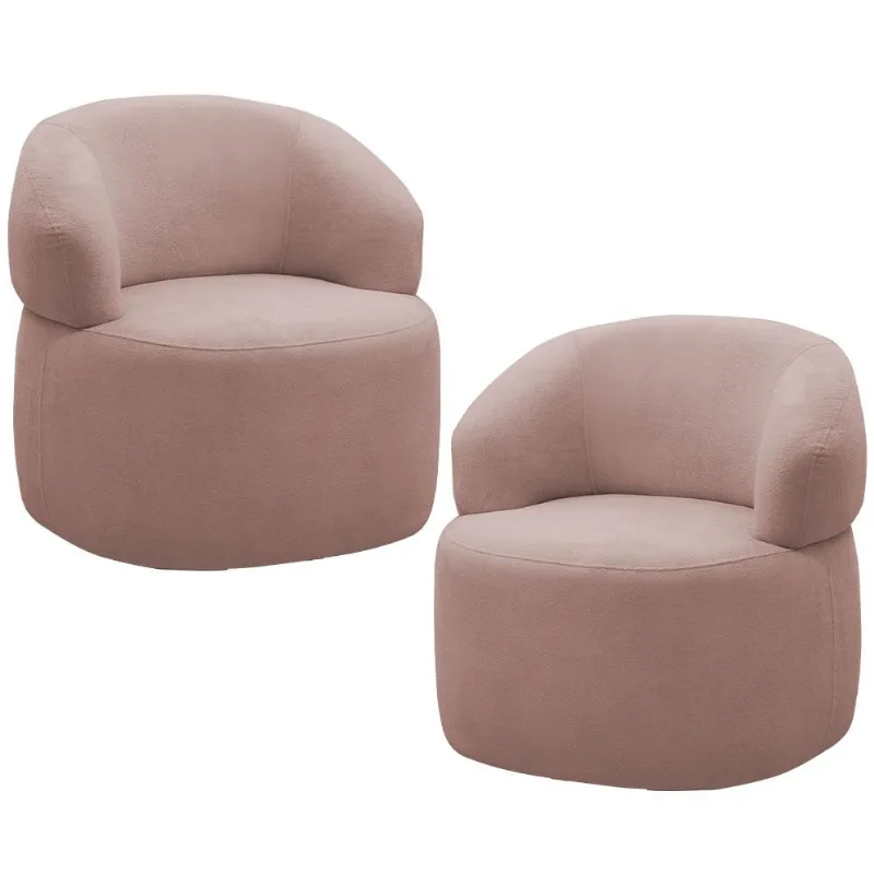 Kit 2 Poltronas Giratórias Sala de Estar Living Orgânico Carmen F04 Veludo Rosê - Lyam Decor