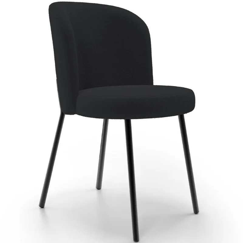Cadeira Para Sala de Jantar Cozinha Estofada Gavi L02 Bouclê Preto - Lyam Decor - Lyam Decor