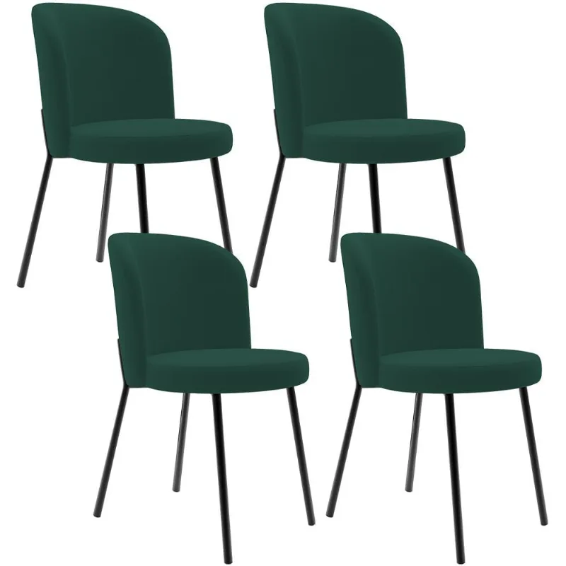 Kit 4 Cadeiras Sala de Jantar Estofada Gavi L02 Suede Verde Musgo - Lyam Decor - Lyam Decor