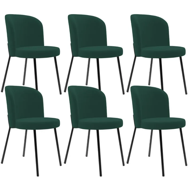 Kit 6 Cadeiras Sala de Jantar Estofada Gavi L02 Suede Verde Musgo - Lyam Decor - Lyam Decor