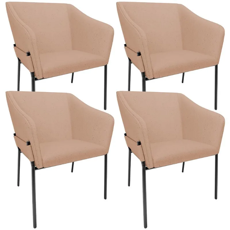 Kit 4 Cadeiras Para Sala de Jantar Estar Living Olívia L02 Linho Rosê - Lyam Decor - Lyam Decor