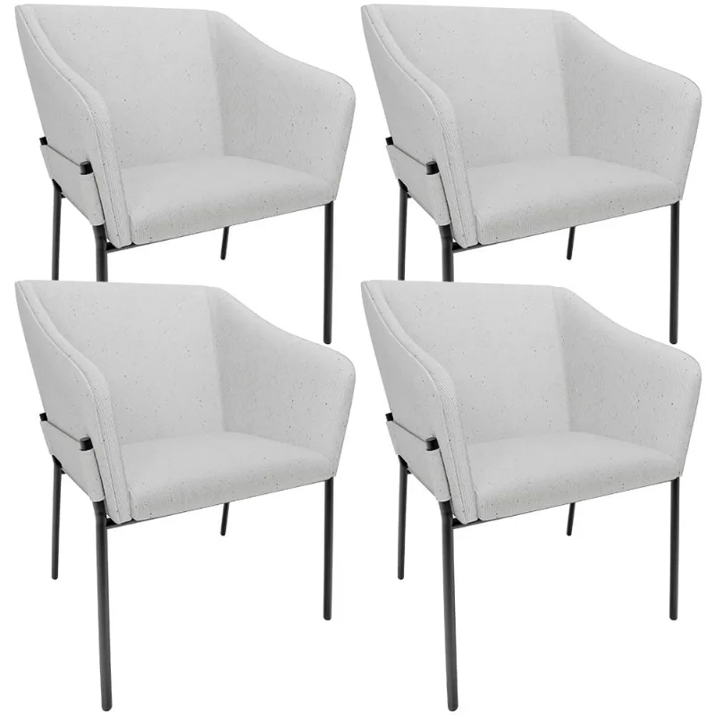 Kit 4 Cadeiras Para Sala de Jantar Estar Living Olívia L02 Linho Cinza - Lyam Decor - Lyam Decor