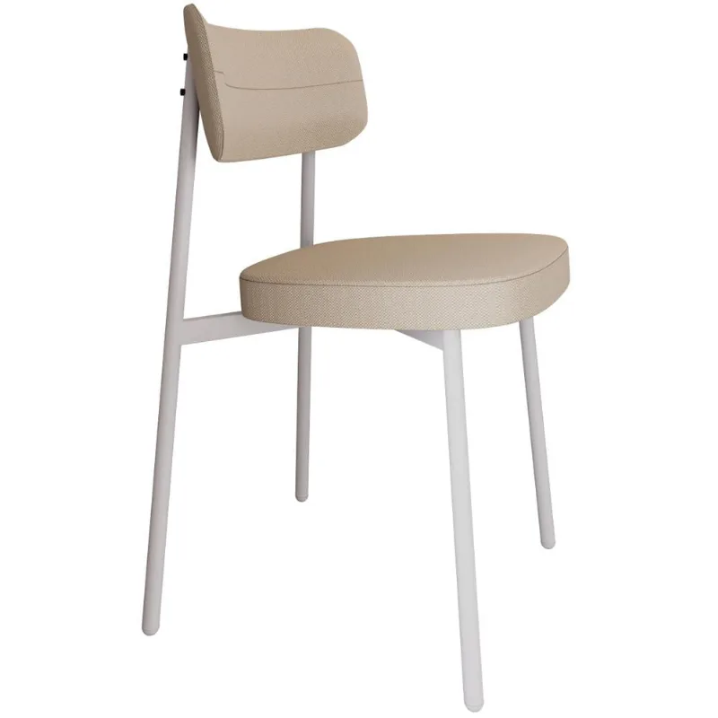 Cadeira Estofada Para Sala de Jantar Astrid Branco C01 Linho Areia - Lyam Decor - Lyam Decor
