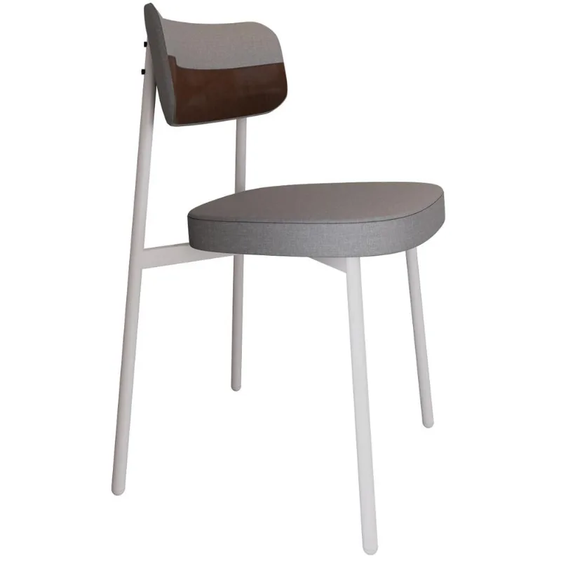 Cadeira Estofada Para Sala de Jantar Astrid Branco C01 Linho Cinza Courino Whisky - Lyam Decor - Lyam Decor