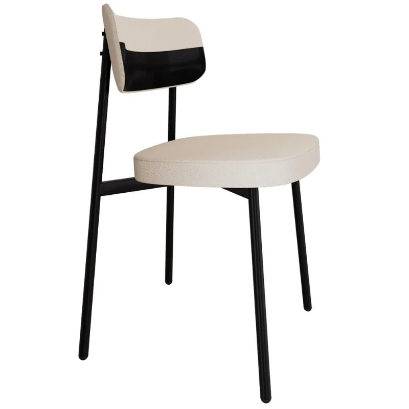 Cadeira Estofada Para Sala de Jantar Astrid Preto C01 Linho Palha Courino Preto - Lyam Decor - Lyam Decor