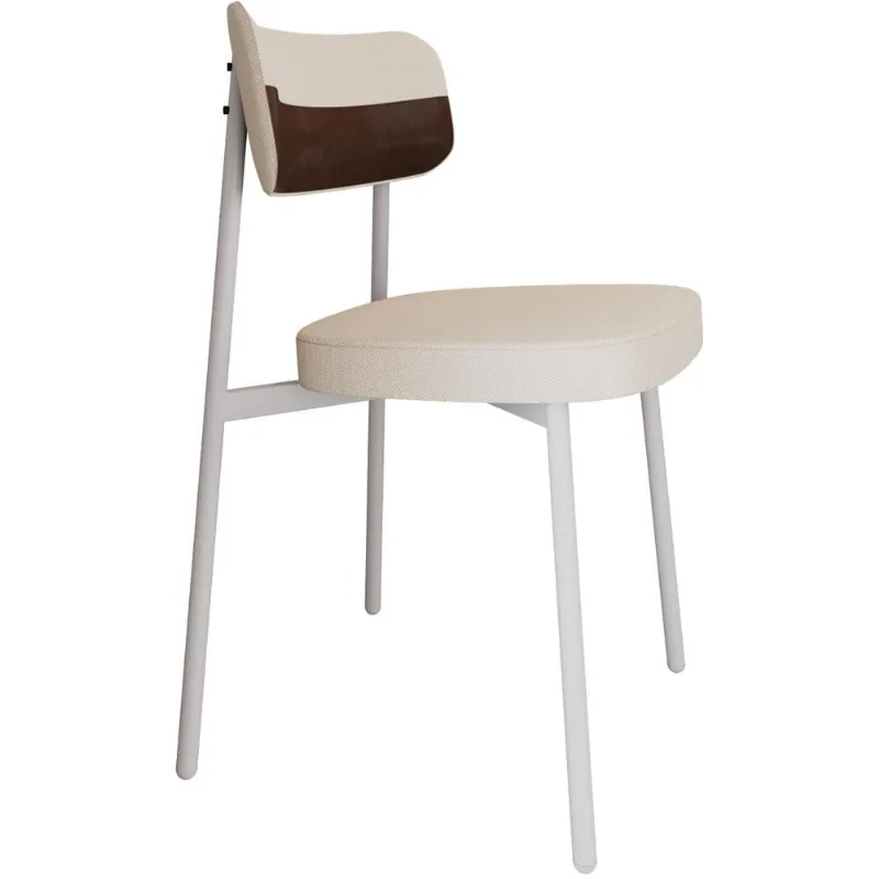 Cadeira Estofada Para Sala de Jantar Astrid Branco C01 Linho Palha Courino Whisky - Lyam Decor - Lyam Decor